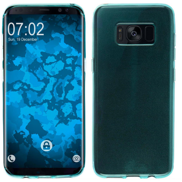 PhoneNatic Case kompatibel mit Samsung Galaxy S8 Plus - türkis Silikon Hülle transparent + flexible Folie