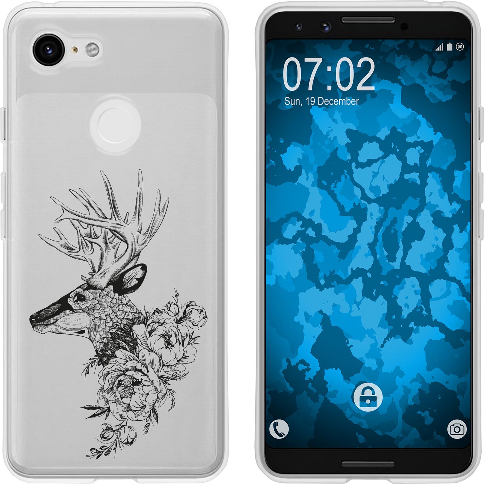 Pixel 3 Silikon-Hülle Floral Hirsch M7-1 Case