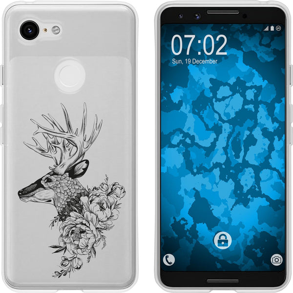 Pixel 3 Silikon-Hülle Floral Hirsch M7-1 Case