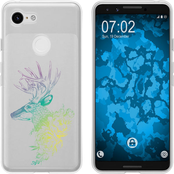 Pixel 3 Silikon-Hülle Floral Hirsch M7-4 Case