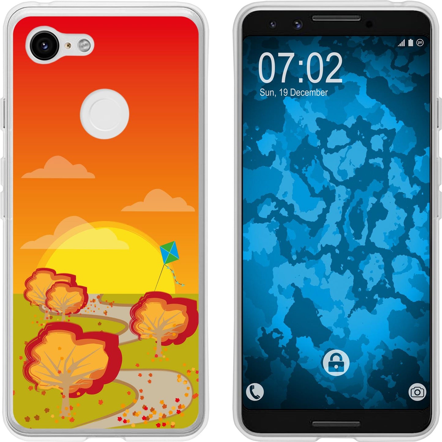 Pixel 3 Silikon-Hülle Herbst Drache/Kite M2 Case