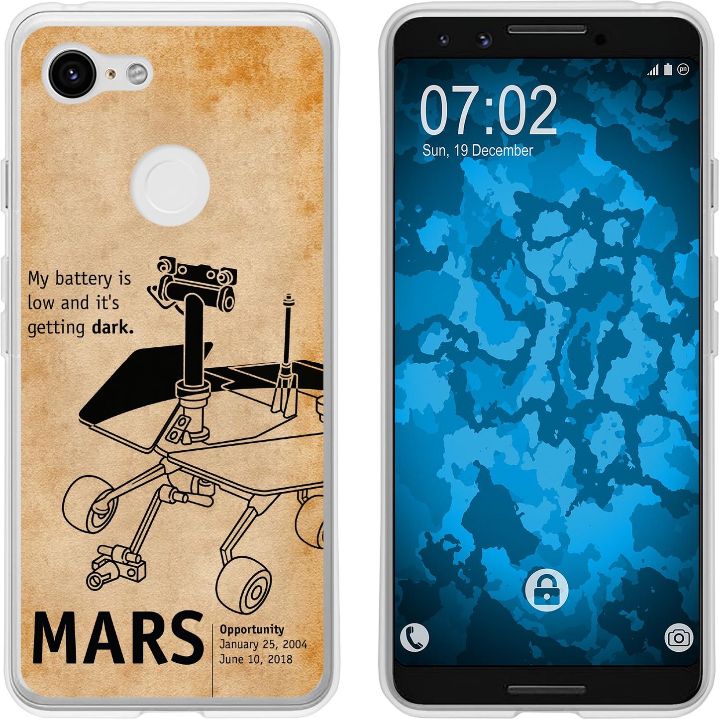Pixel 3 Silikon-Hülle Space Rover M2 Case