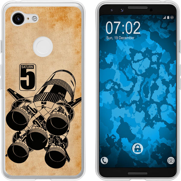 Pixel 3 Silikon-Hülle Space Moon Rocket M3 Case