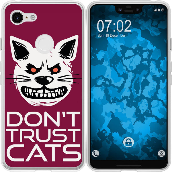 Pixel 3 XL Silikon-Hülle Crazy Animals Katze M1 Case