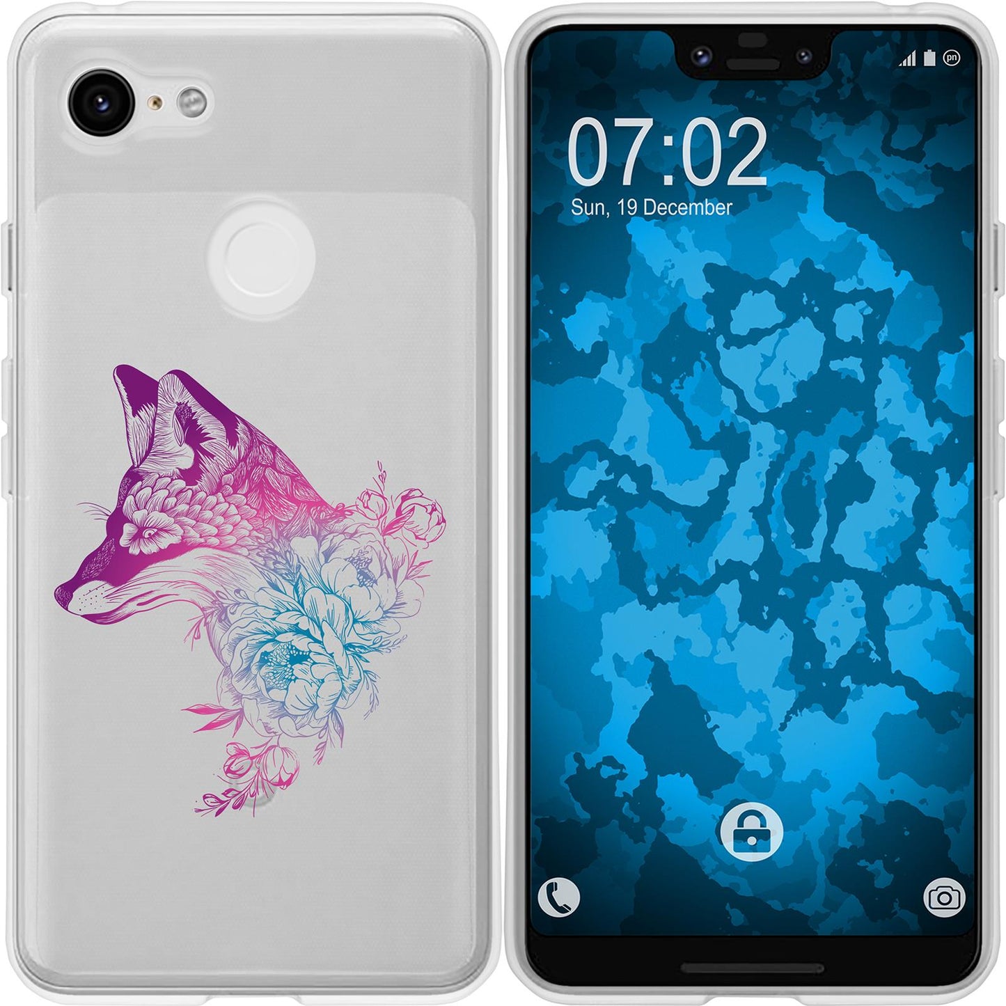 Pixel 3 XL Silikon-Hülle Floral Fuchs M1-6 Case