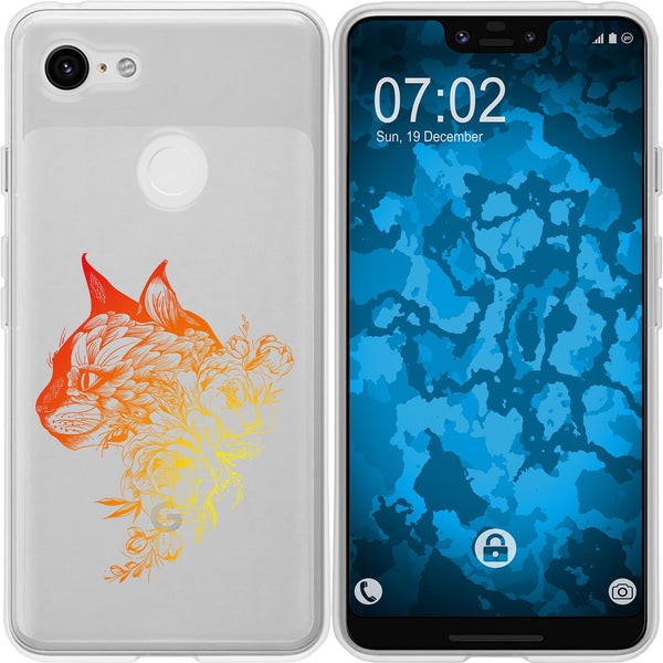 Pixel 3 XL Silikon-Hülle Floral Katze M2-2 Case