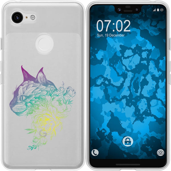 Pixel 3 XL Silikon-Hülle Floral Katze M2-4 Case