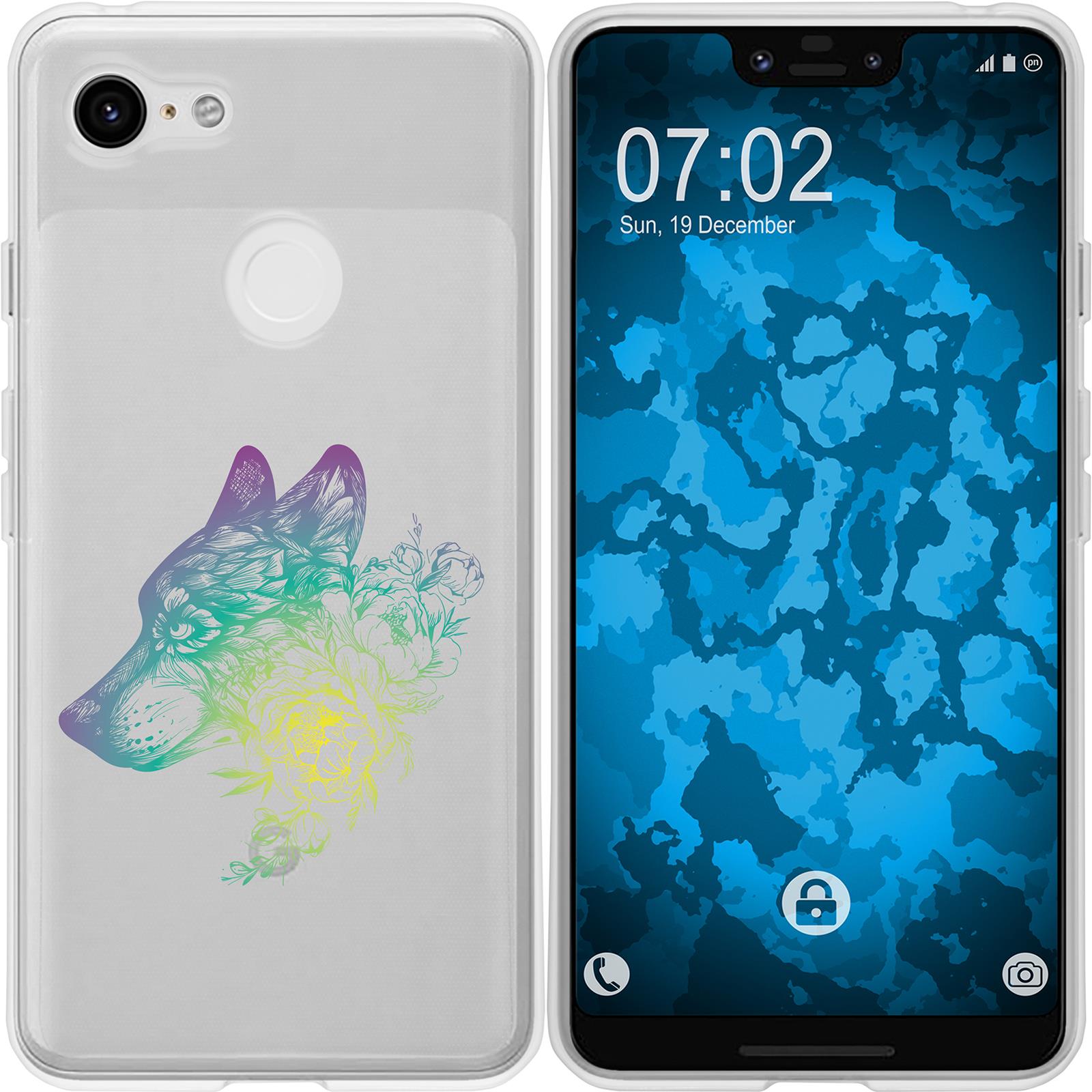 Pixel 3 XL Silikon-Hülle Floral Wolf M3-4 Case