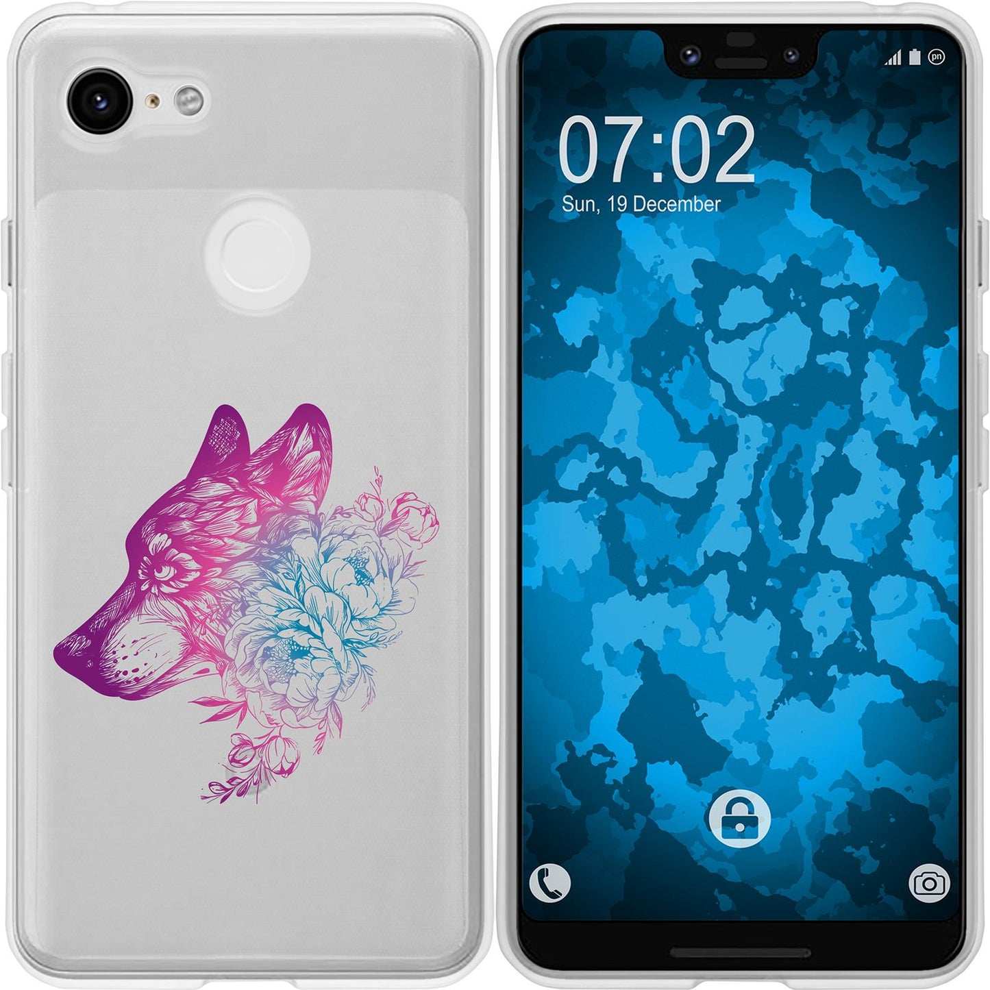 Pixel 3 XL Silikon-Hülle Floral Wolf M3-6 Case