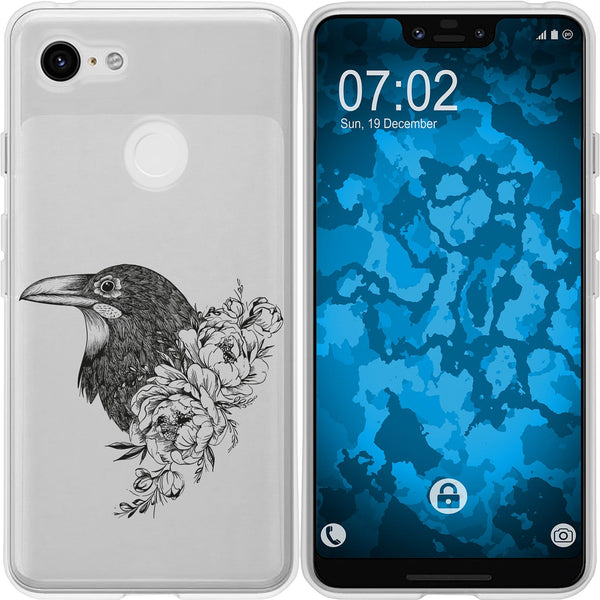 Pixel 3 XL Silikon-Hülle Floral Rabe M4-1 Case