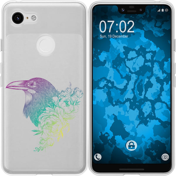 Pixel 3 XL Silikon-Hülle Floral Rabe M4-4 Case