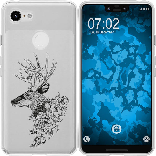 Pixel 3 XL Silikon-Hülle Floral Hirsch M7-1 Case