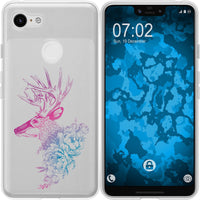 Pixel 3 XL Silikon-Hülle Floral Hirsch M7-6 Case