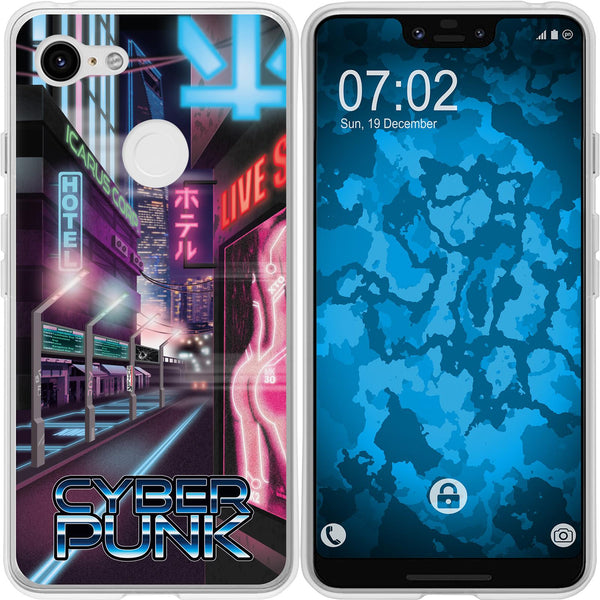 Pixel 3 XL Silikon-Hülle Retro Wave Cyberpunk.01 M4 Case