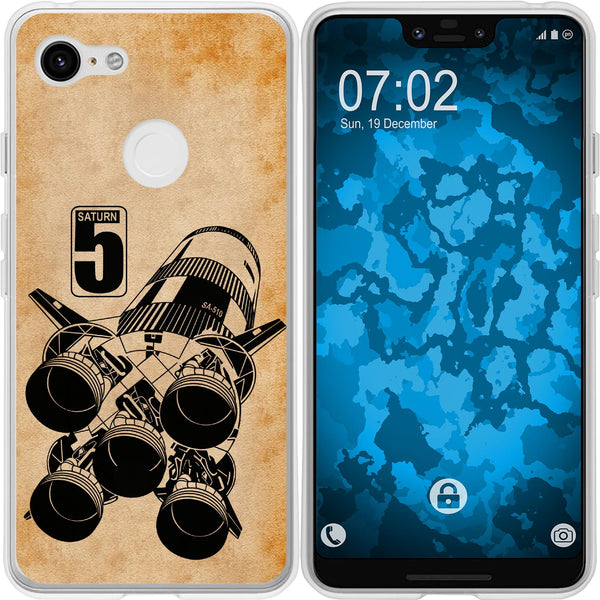 Pixel 3 XL Silikon-Hülle Space Moon Rocket M3 Case