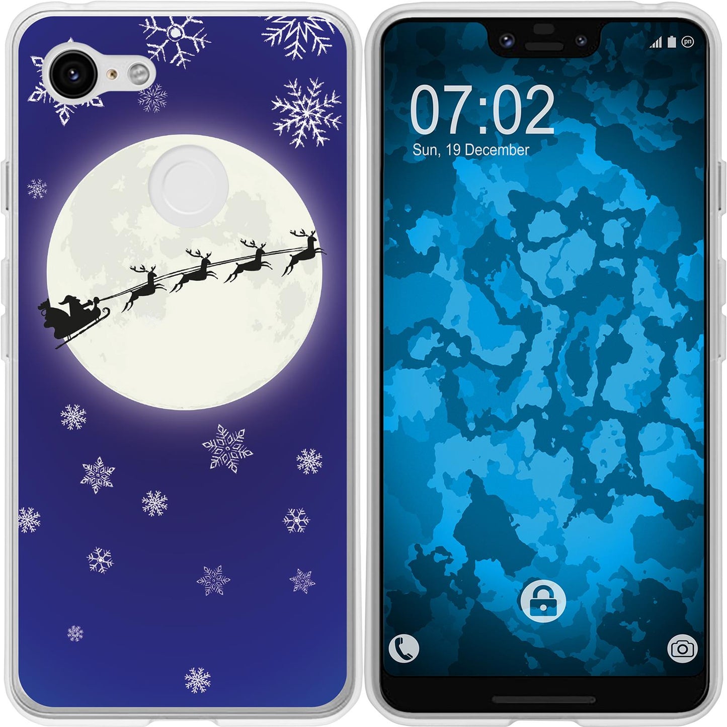 Pixel 3 XL Silikon-Hülle X Mas Weihnachten Santa - Snowflake