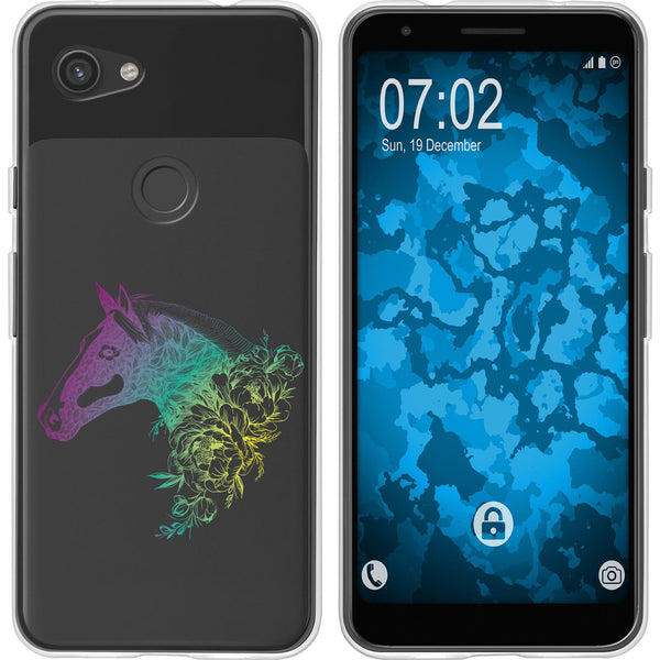 Pixel 3a Silikon-Hülle Floral Pferd M5-4 Case