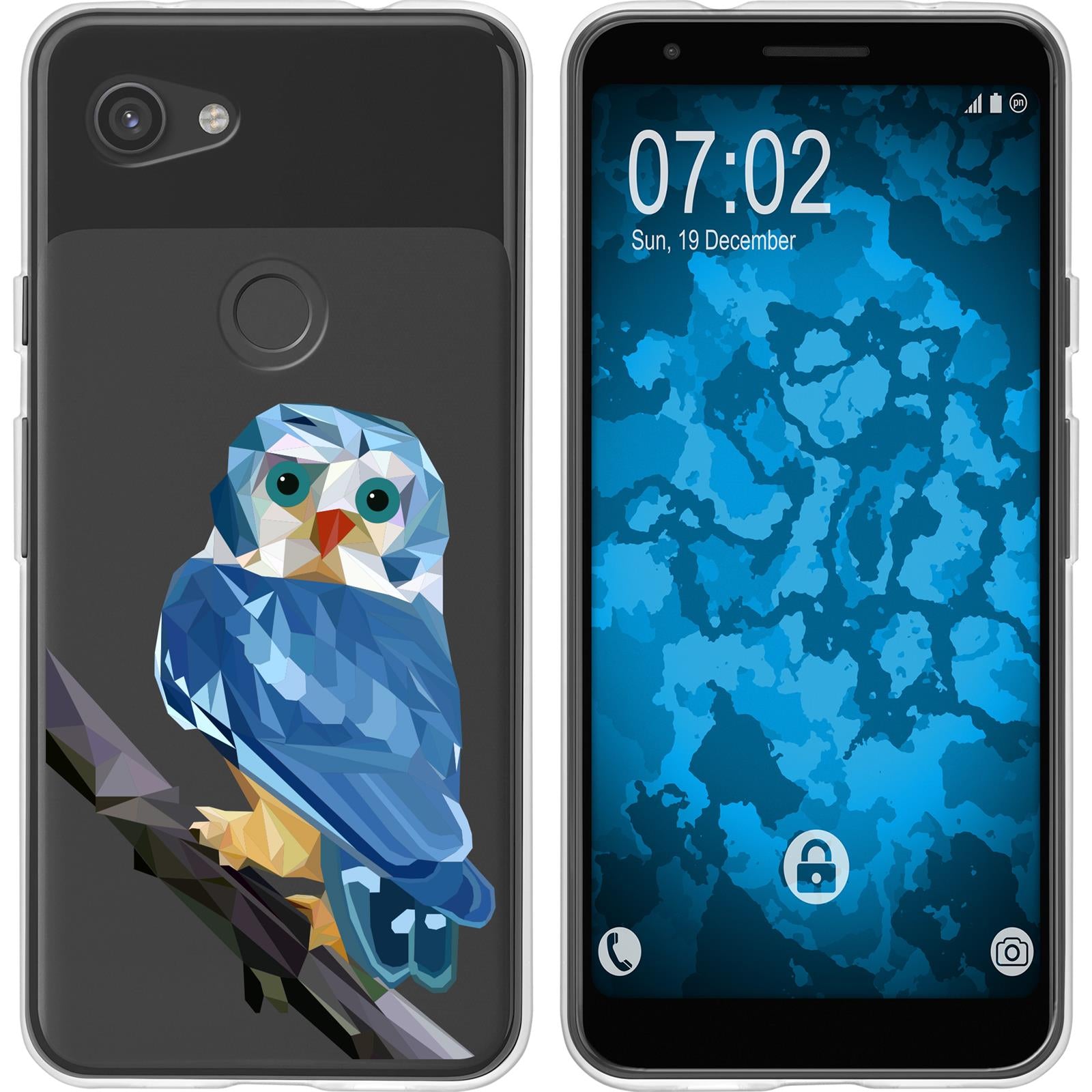 Pixel 3a Silikon-Hülle Vektor Tiere Eule M1 Case