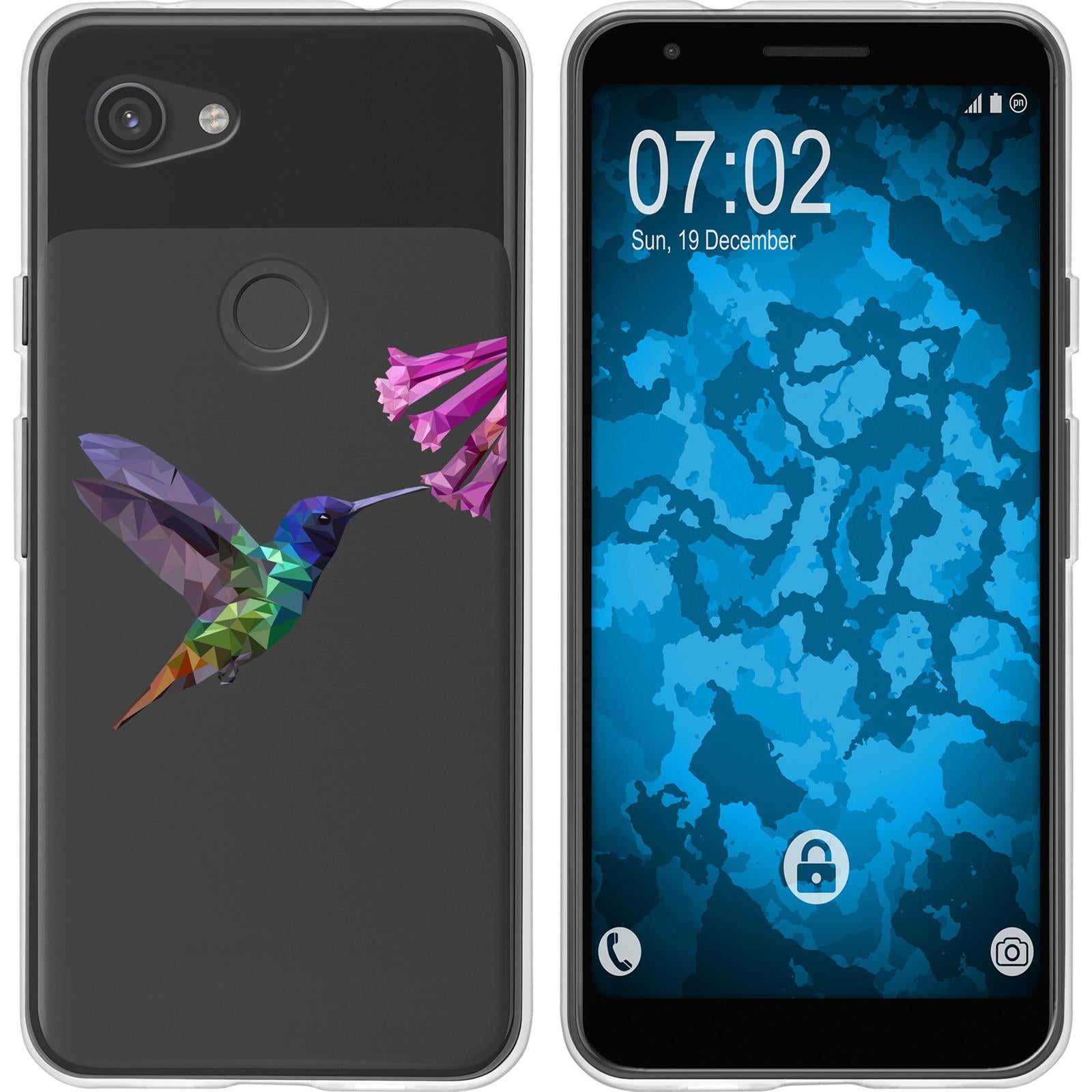 Pixel 3a Silikon-Hülle Vektor Tiere Kolibri M3 Case