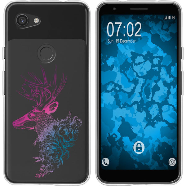 Pixel 3a XL Silikon-Hülle Floral Hirsch M7-6 Case