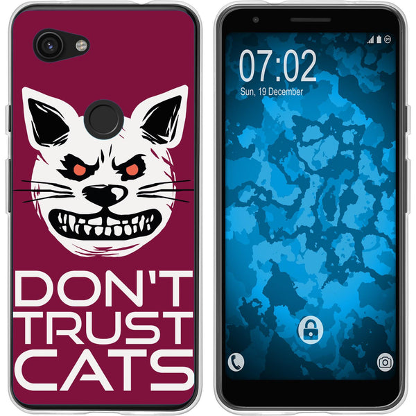 Pixel 3a XL Silikon-Hülle Crazy Animals Katze M1 Case