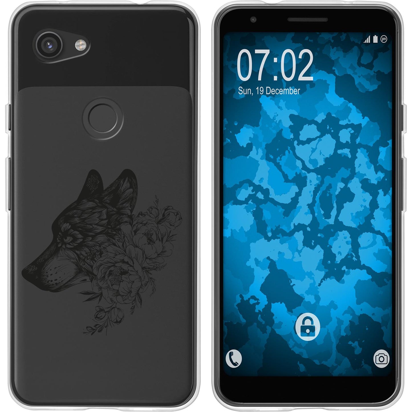 Pixel 3a XL Silikon-Hülle Floral Wolf M3-1 Case