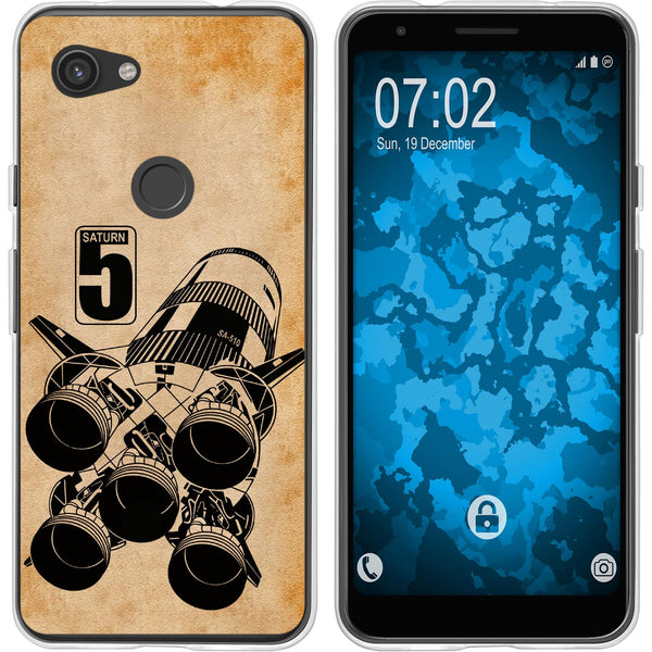 Pixel 3a XL Silikon-Hülle Space Moon Rocket M3 Case