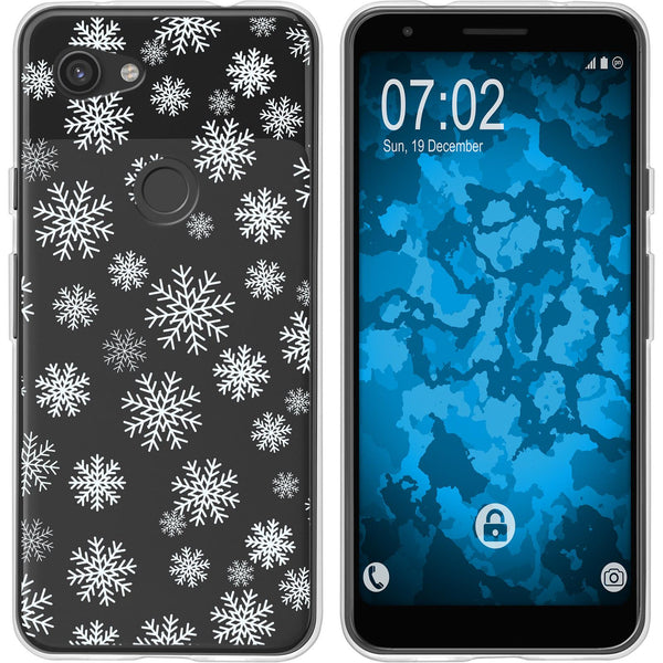 Pixel 3a XL Silikon-Hülle X Mas Weihnachten Schneeflocken M2