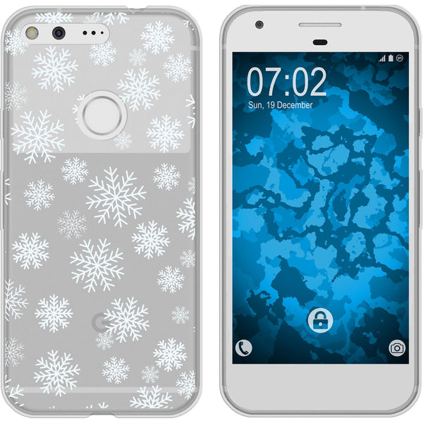 Pixel XL Silikon-Hülle X Mas Weihnachten Schneeflocken M2 Ca
