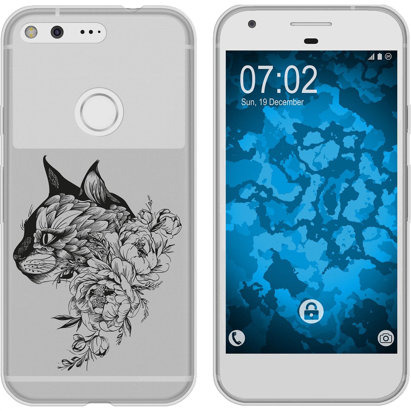 Pixel Silikon-Hülle Floral Katze M2-1 Case