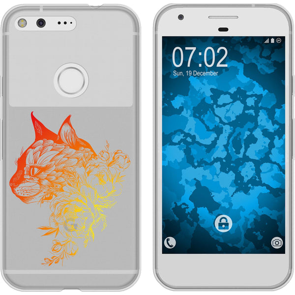 Pixel XL Silikon-Hülle Floral Katze M2-2 Case