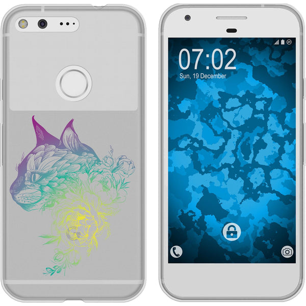 Pixel XL Silikon-Hülle Floral Katze M2-4 Case