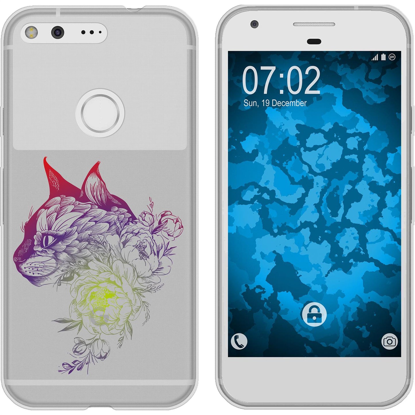Pixel XL Silikon-Hülle Floral Katze M2-5 Case