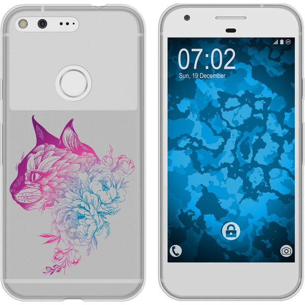 Pixel XL Silikon-Hülle Floral Katze M2-6 Case