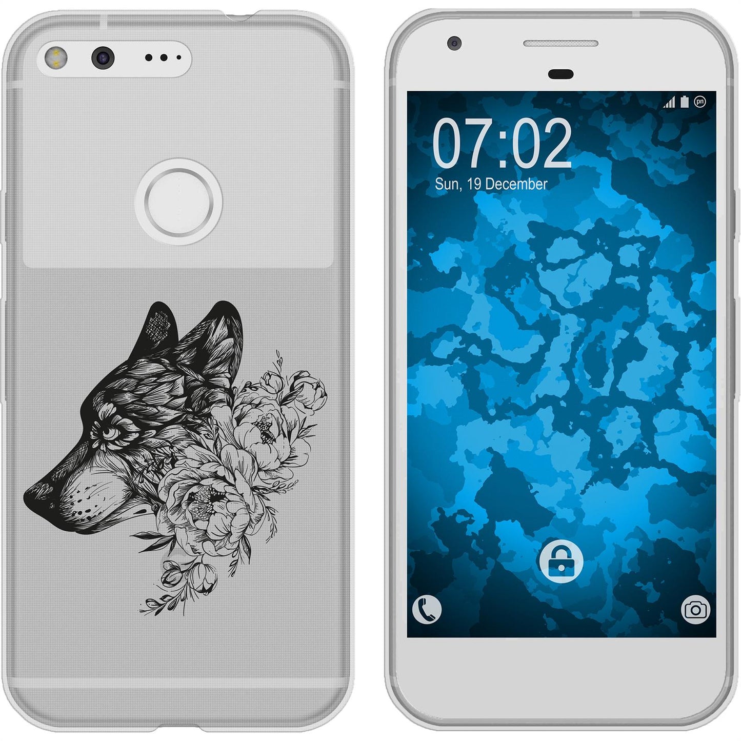 Pixel Silikon-Hülle Floral Wolf M3-1 Case