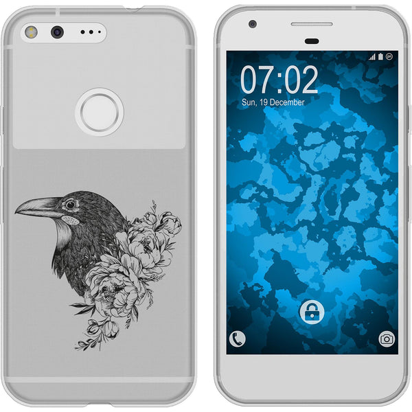 Pixel XL Silikon-Hülle Floral Rabe M4-1 Case