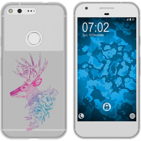 Pixel XL Silikon-Hülle Floral Hirsch M7-6 Case