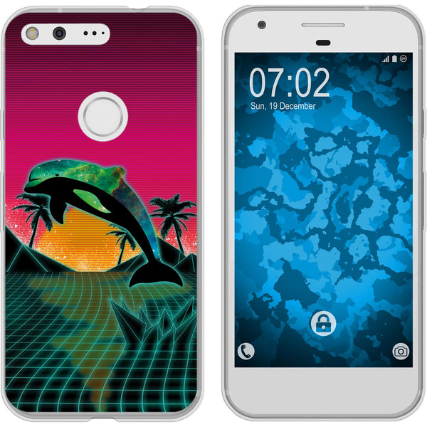 Pixel XL Silikon-Hülle Retro Wave Delphin M1 Case