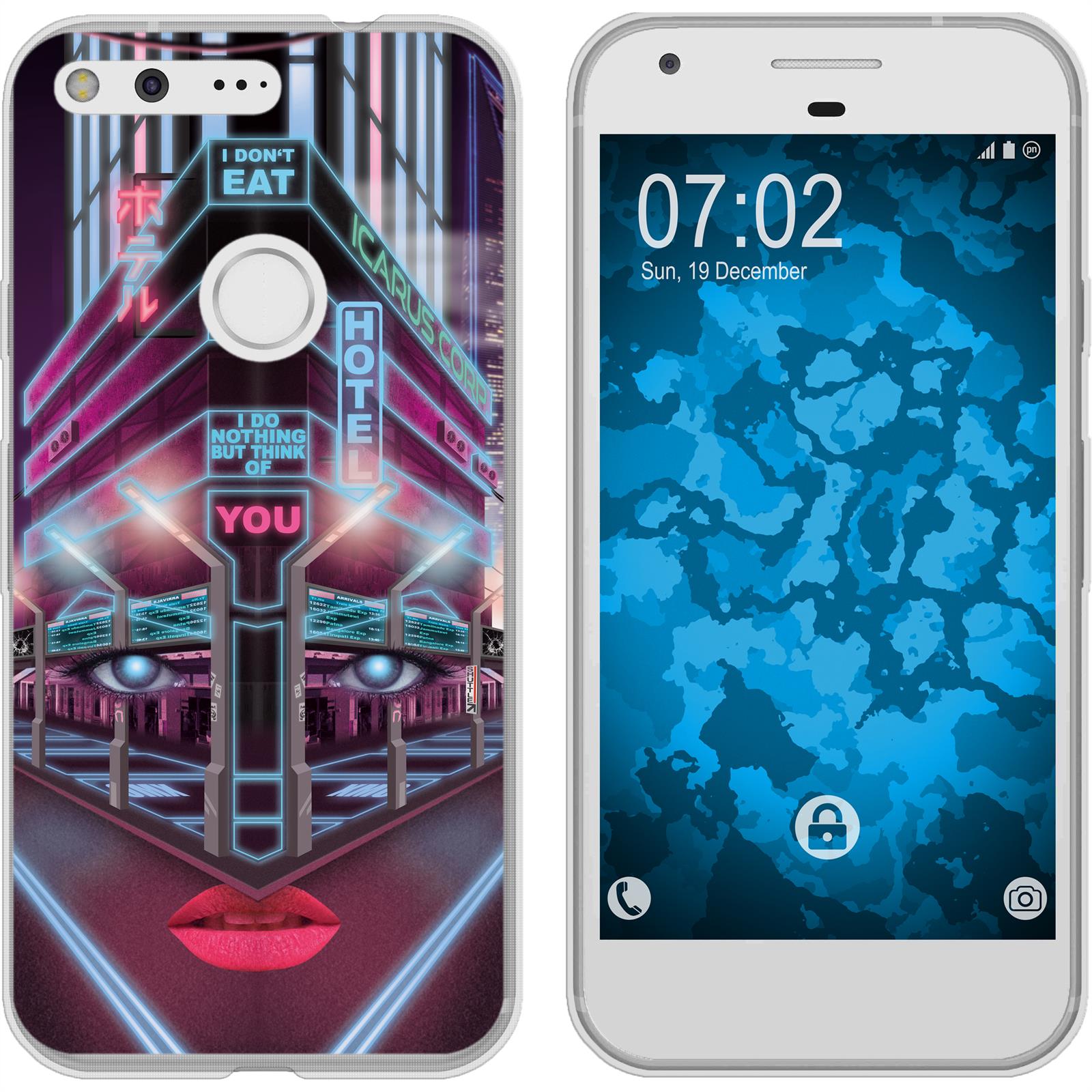 Pixel XL Silikon-Hülle Retro Wave Cyberpunk.02 M5 Case