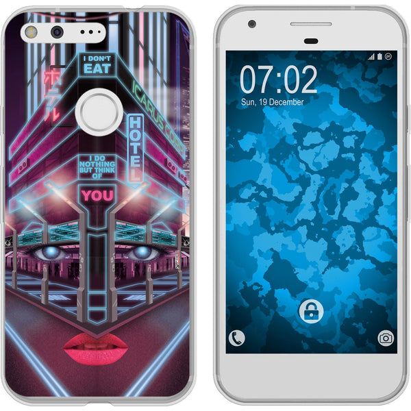 Pixel XL Silikon-Hülle Retro Wave Cyberpunk.02 M5 Case