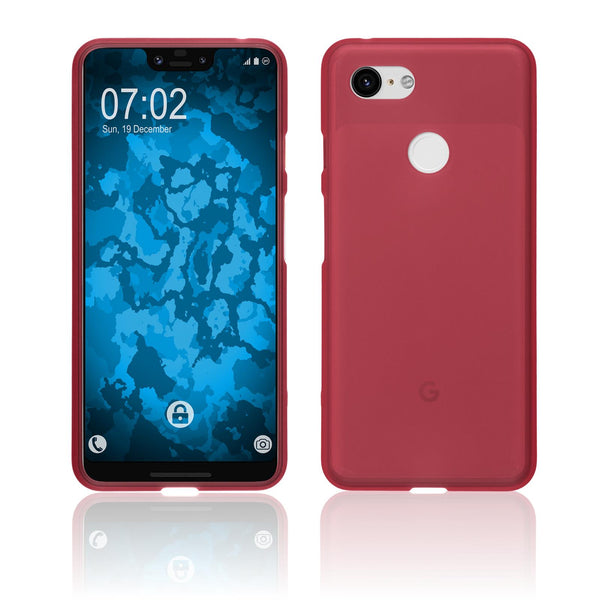 PhoneNatic Case kompatibel mit Google Pixel 3 XL - rot Silikon Hülle matt Cover