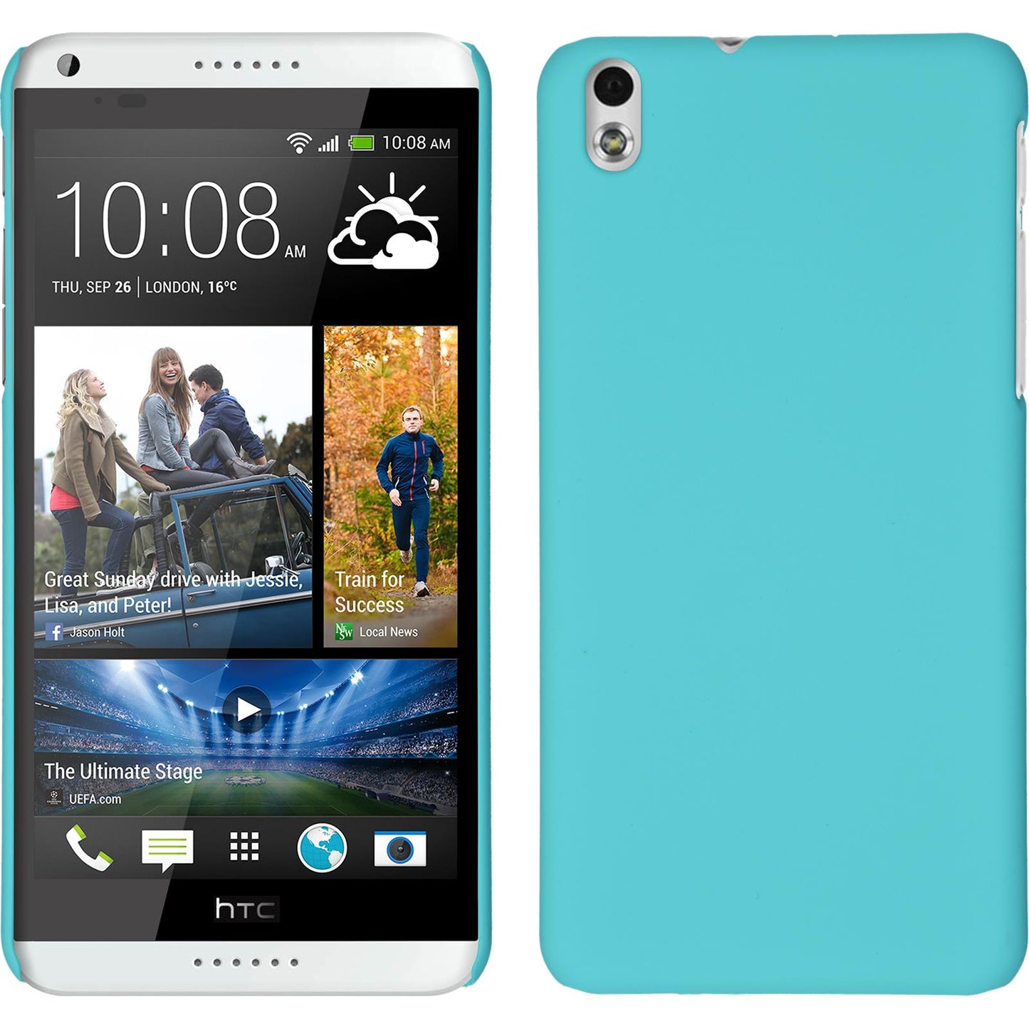 Hardcase für HTC Desire 816 gummiert hellblau