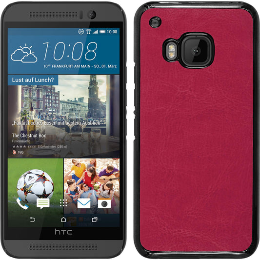 Hardcase für HTC One M9 Lederoptik pink