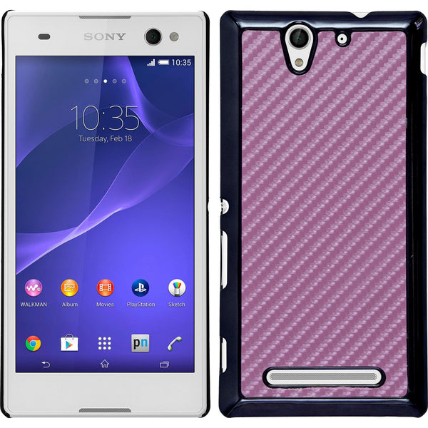 Hardcase für Sony Xperia C3 Carbonoptik pink