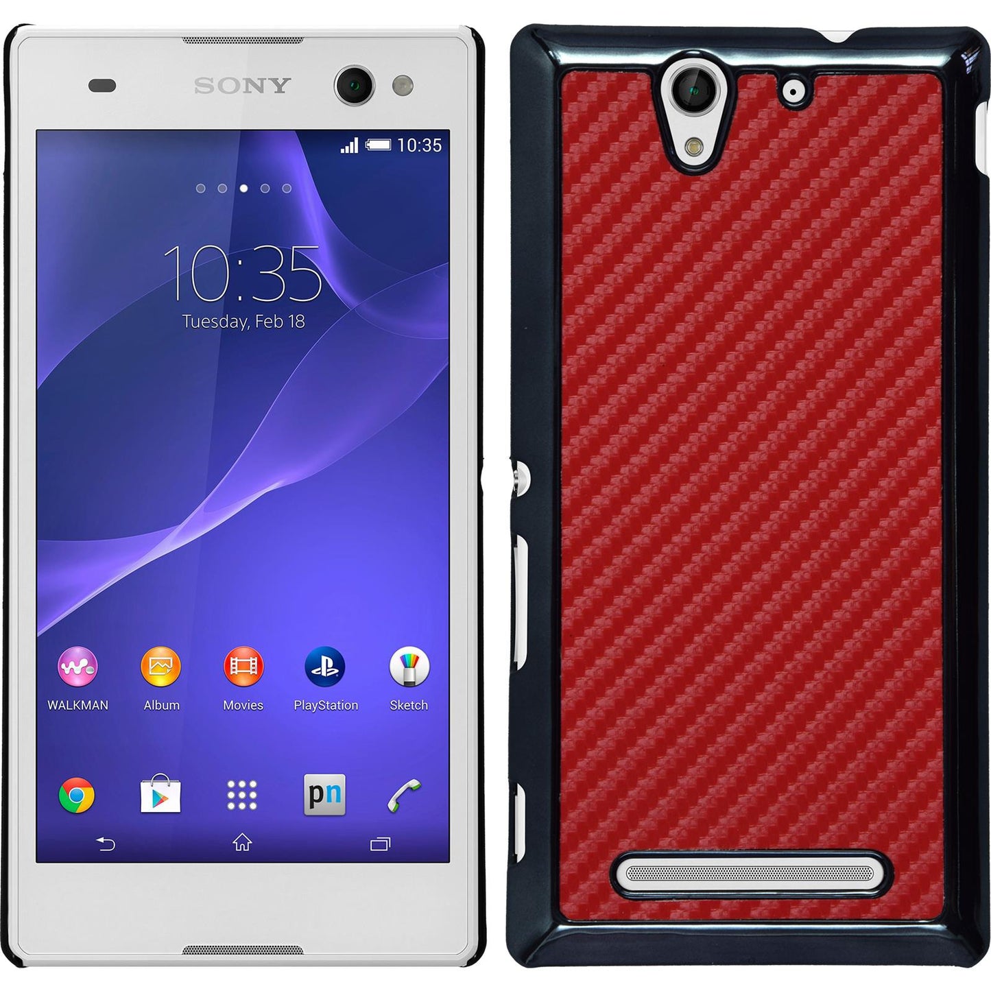 Hardcase für Sony Xperia C3 Carbonoptik rot