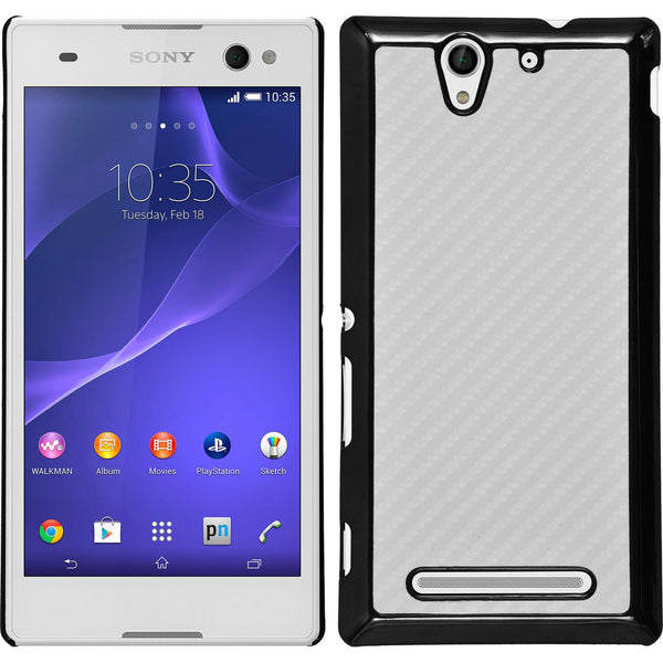 Hardcase für Sony Xperia C3 Carbonoptik weiß