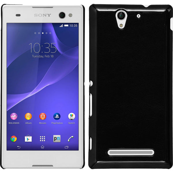 Hardcase für Sony Xperia C3 Lederoptik schwarz