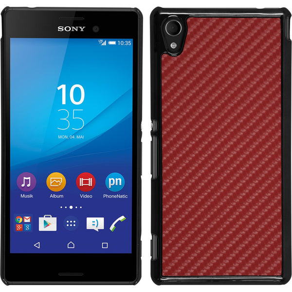 Hardcase für Sony Xperia M4 Aqua Carbonoptik rot