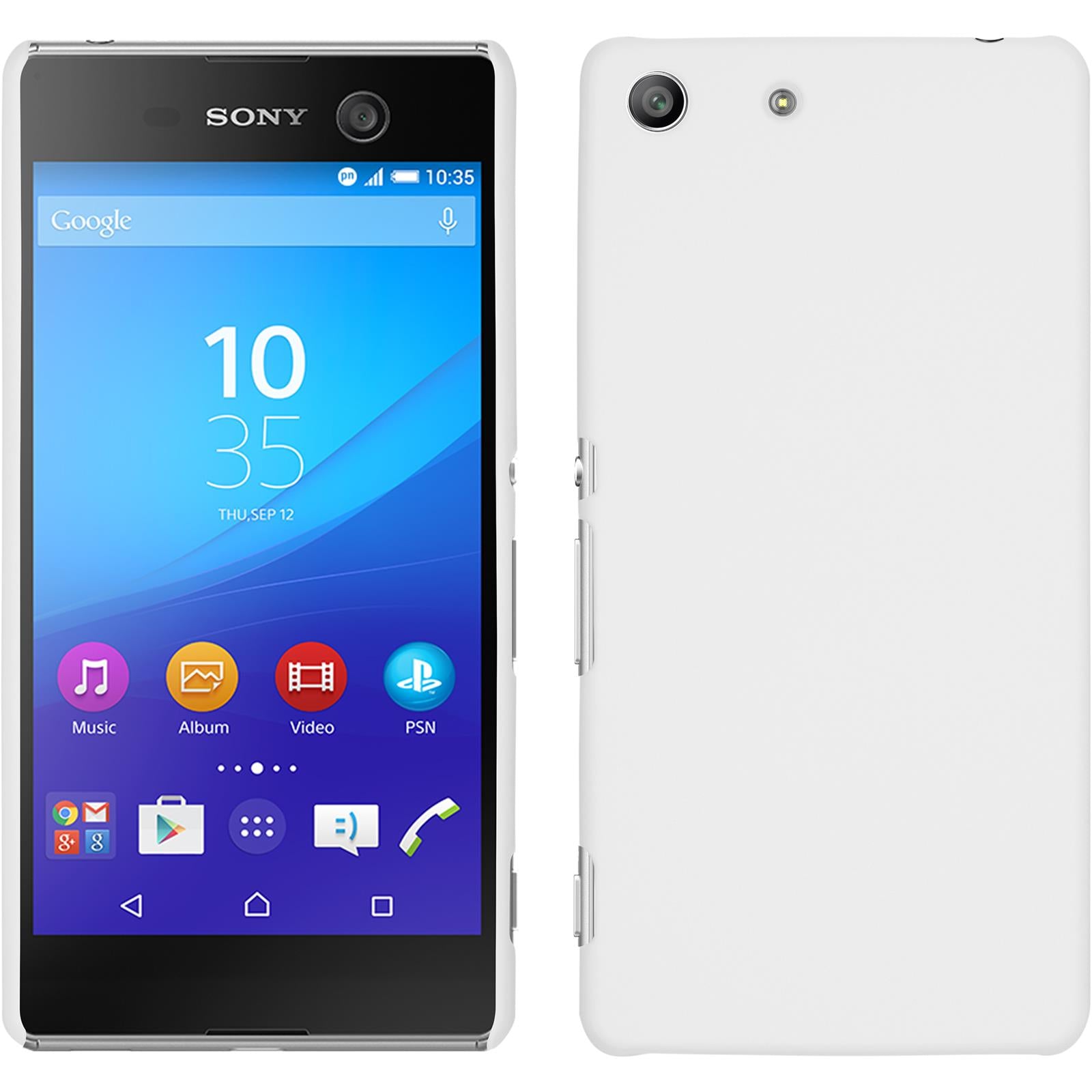 Hardcase für Sony Xperia M5 gummiert weiﬂ