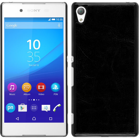 Hardcase für Sony Xperia Z3+ / Plus Lederoptik schwarz